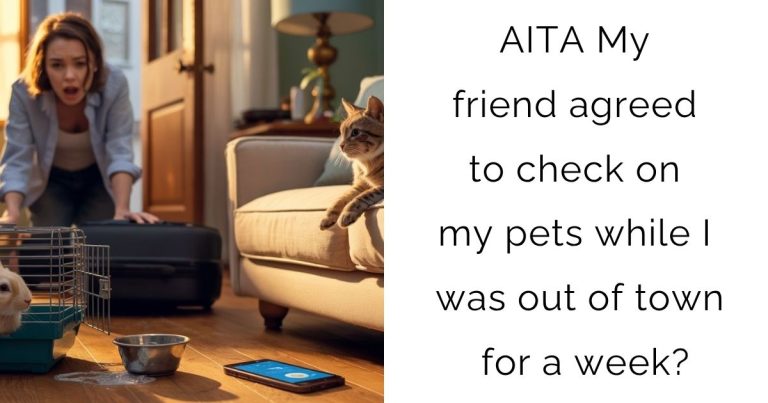 AITA My friend agreed to check on my pets while I was out of town for a week?
