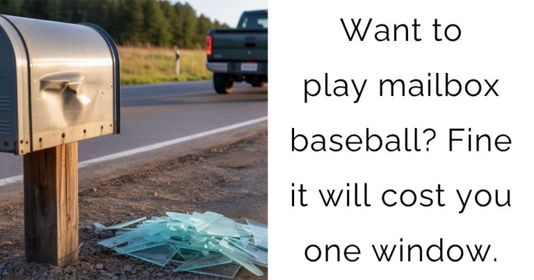 Want to play mailbox baseball? Fine it will cost you one window.