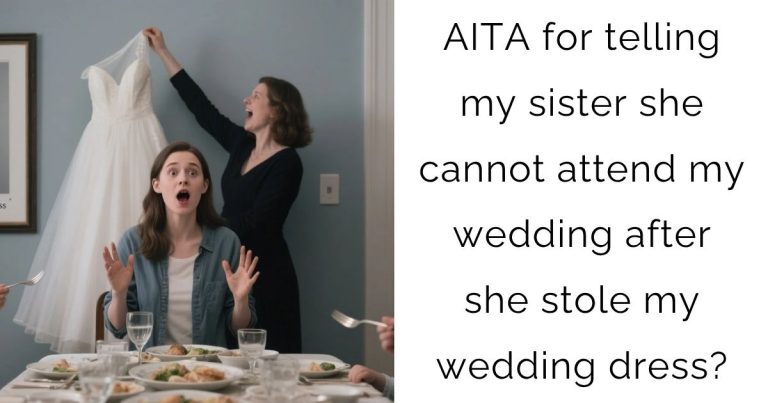 AITA for telling my sister she cannot attend my wedding after she stole my wedding dress?