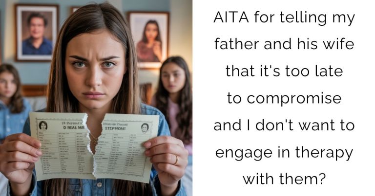 AITA for telling my father and his wife that it’s too late to compromise and I don’t want to engage in therapy with them?