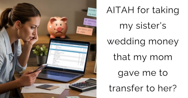 AITAH for taking my sister’s wedding money that my mom gave me to transfer to her?