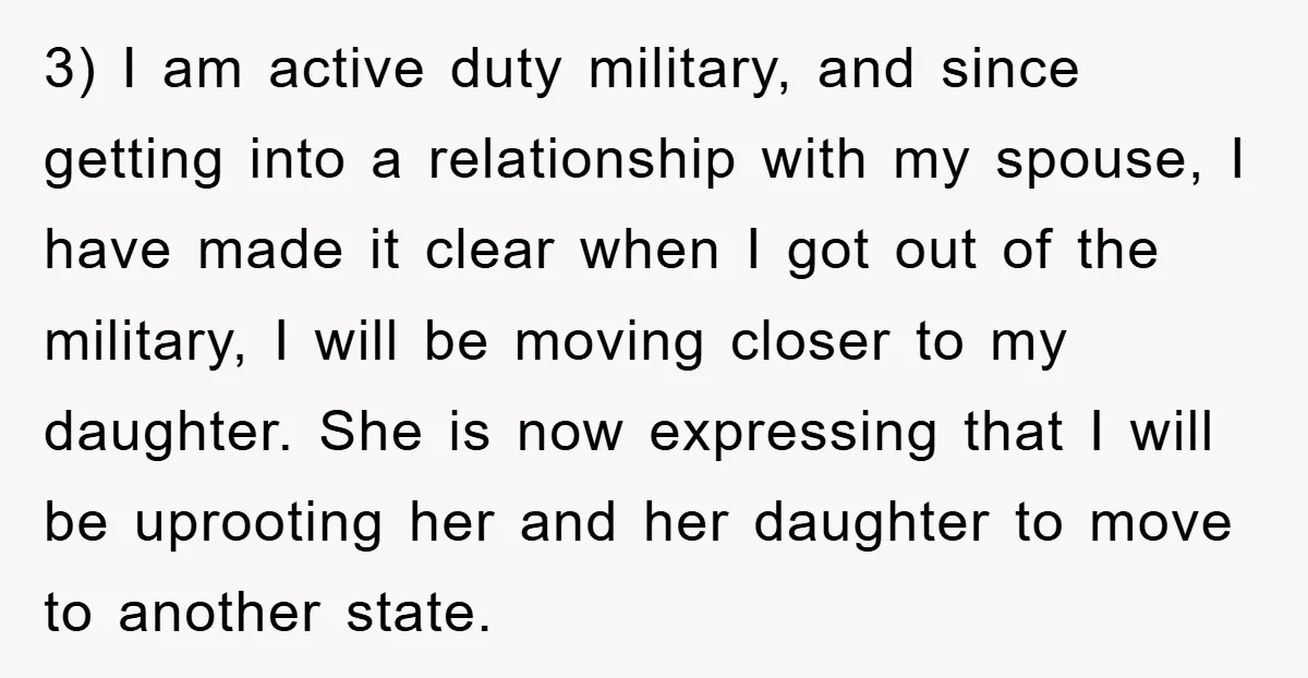 3) I am active duty military, and since getting into a relationship with my spouse, I have made it clear when I got out of the military, I will be...