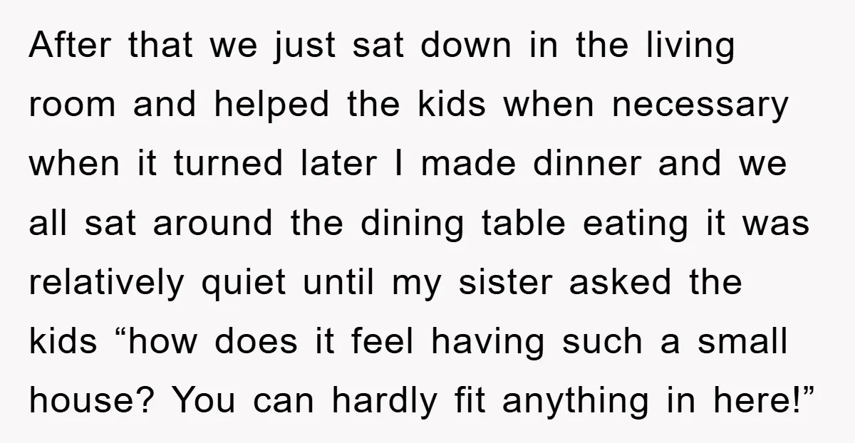 After that we just sat down in the living room and helped the kids when necessary when it turned later I made dinner and we all sat around the dining...
