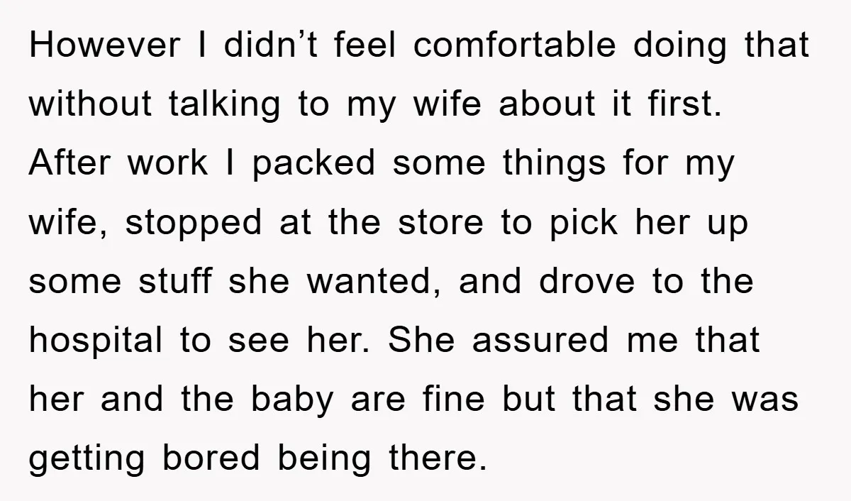 However I didn’t feel comfortable doing that without talking to my wife about it first. After work I packed some things for my wife, stopped at the store to pick...
