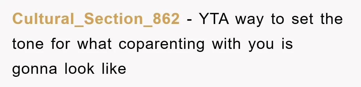 Cultural_Section_862 − YTA way to set the tone for what coparenting with you is gonna look like