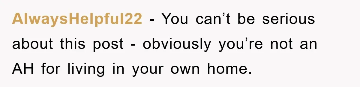 AlwaysHelpful22 − You can’t be serious about this post - obviously you’re not an AH for living in your own home.