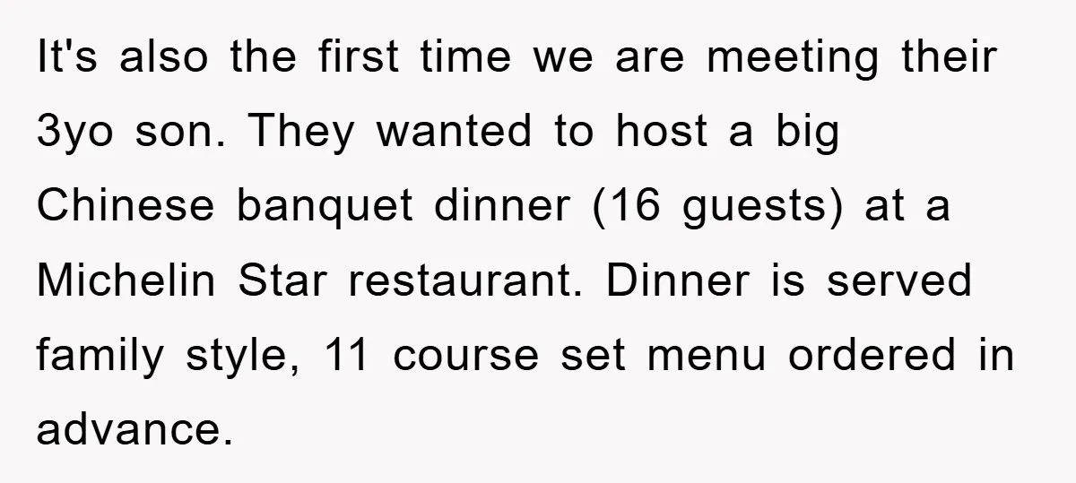 It's also the first time we are meeting their 3yo son. They wanted to host a big Chinese banquet dinner (16 guests) at a Michelin Star restaurant. Dinner is served...