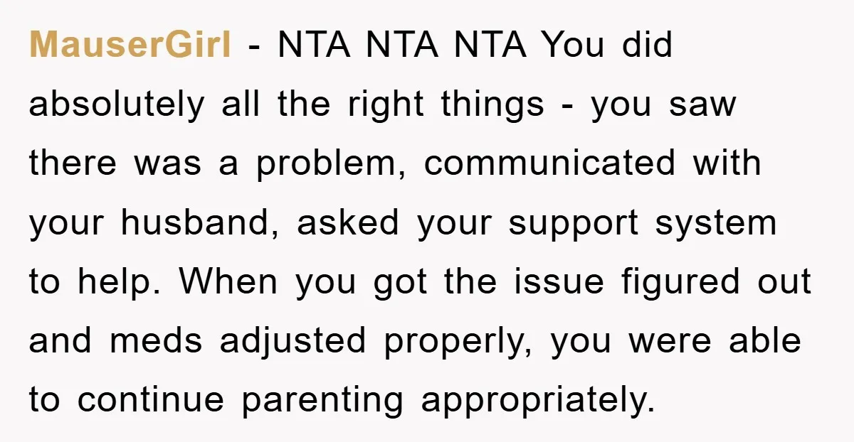MauserGirl − NTA NTA NTA You did absolutely all the right things - you saw there was a problem, communicated with your husband, asked your support system to help. When...
