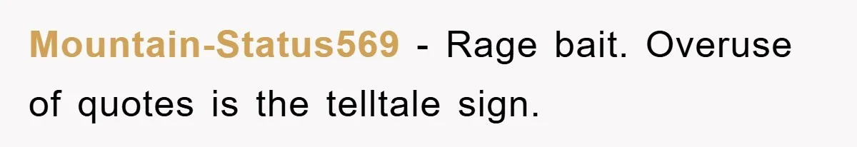 Mountain-Status569 − Rage bait. Overuse of quotes is the telltale sign.