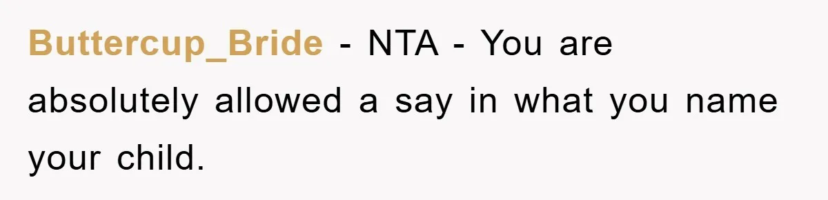 Buttercup_Bride − NTA - You are absolutely allowed a say in what you name your child.