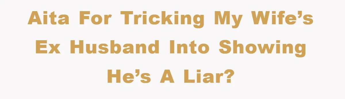 AITA for tricking my wife’s ex husband into showing he’s a liar?