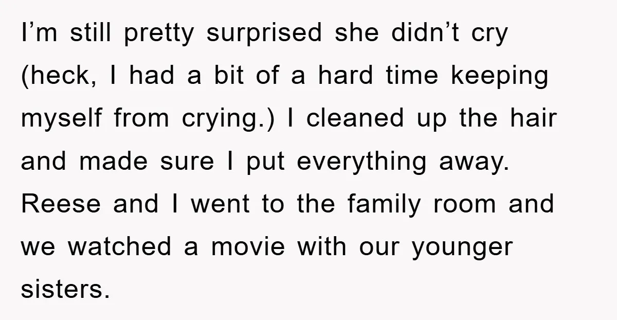 I’m still pretty surprised she didn’t cry (heck, I had a bit of a hard time keeping myself from crying.) I cleaned up the hair and made sure I put...