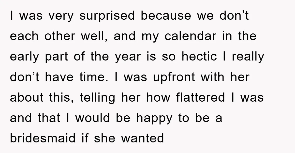 I was very surprised because we don’t each other well, and my calendar in the early part of the year is so hectic I really don’t have time. I was...