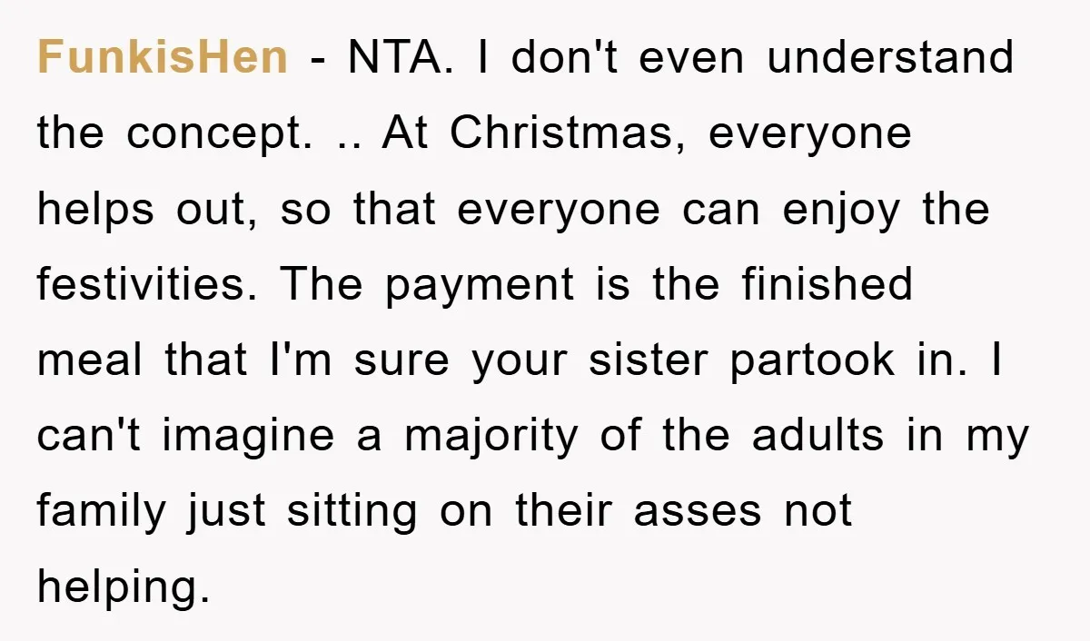 FunkisHen − NTA. I don't even understand the concept. .. At Christmas, everyone helps out, so that everyone can enjoy the festivities. The payment is the finished meal that I'm...