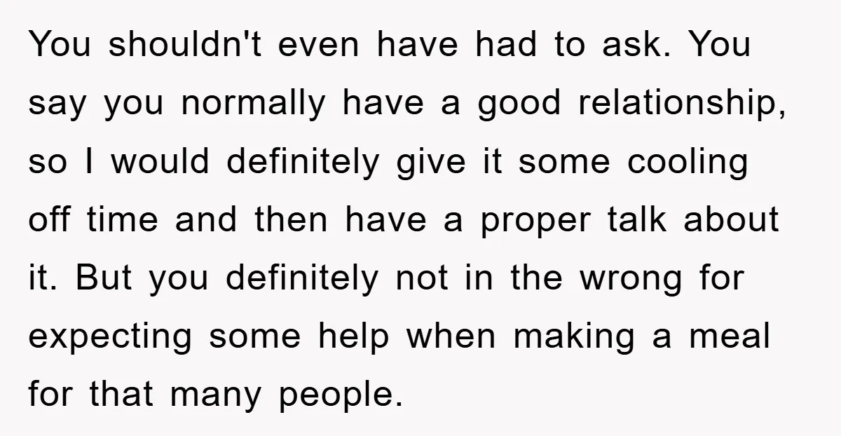 You shouldn't even have had to ask. You say you normally have a good relationship, so I would definitely give it some cooling off time and then have a proper...