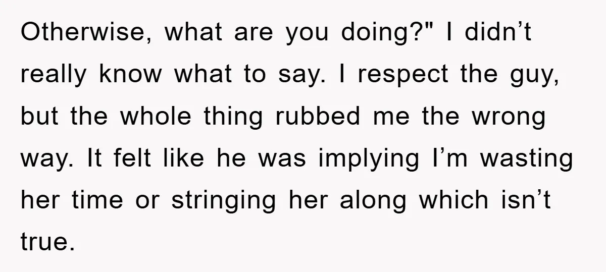 Otherwise, what are you doing?" I didn’t really know what to say. I respect the guy, but the whole thing rubbed me the wrong way. It felt like he was...