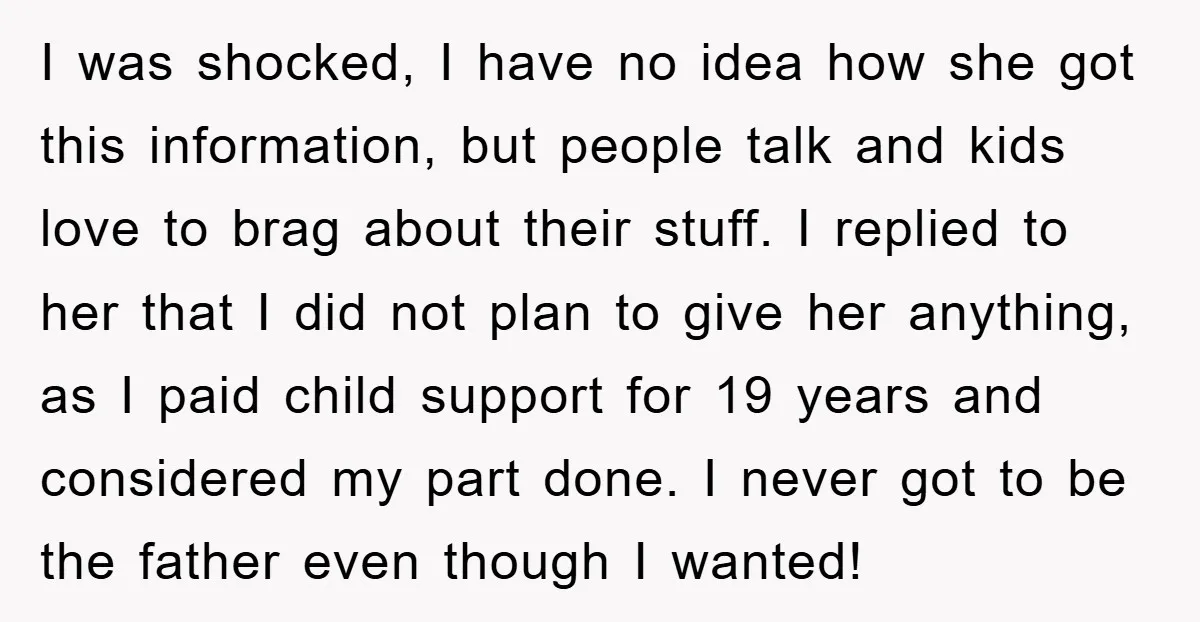 I was shocked, I have no idea how she got this information, but people talk and kids love to brag about their stuff. I replied to her that I did...