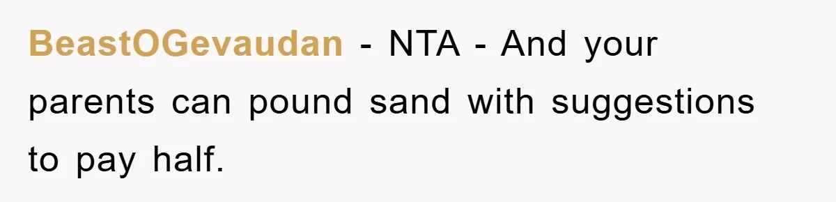BeastOGevaudan − NTA - And your parents can pound sand with suggestions to pay half.