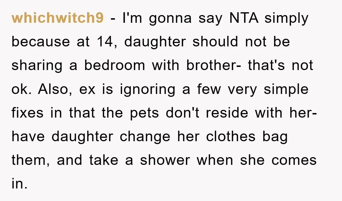 whichwitch9 − I'm gonna say NTA simply because at 14, daughter should not be sharing a bedroom with brother- that's not ok. Also, ex is ignoring a few very simple...