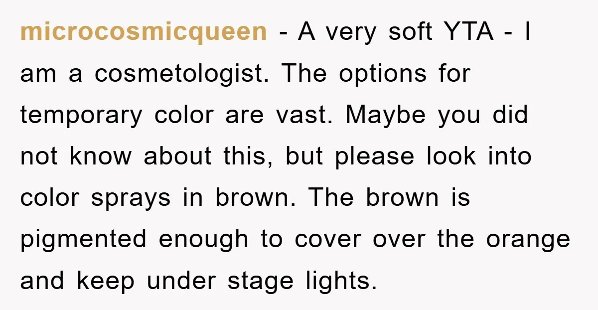 microcosmicqueen − A very soft YTA - I am a cosmetologist. The options for temporary color are vast. Maybe you did not know about this, but please look into color...