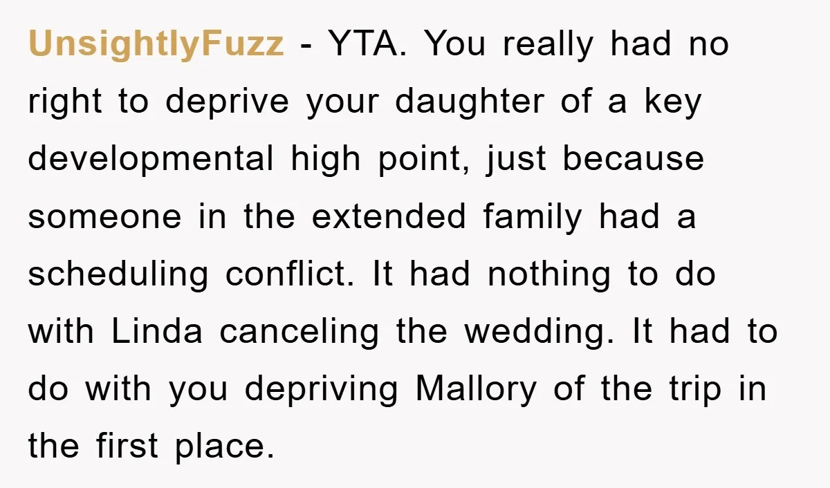 UnsightlyFuzz − YTA. You really had no right to deprive your daughter of a key developmental high point, just because someone in the extended family had a scheduling conflict. It...