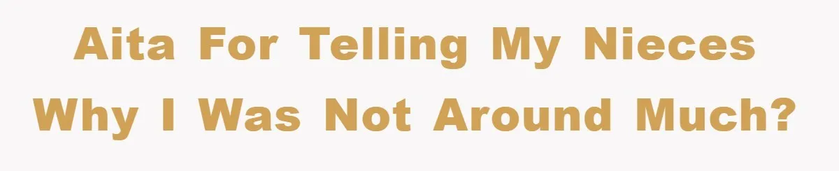 Aita for telling my nieces why i was not around much?