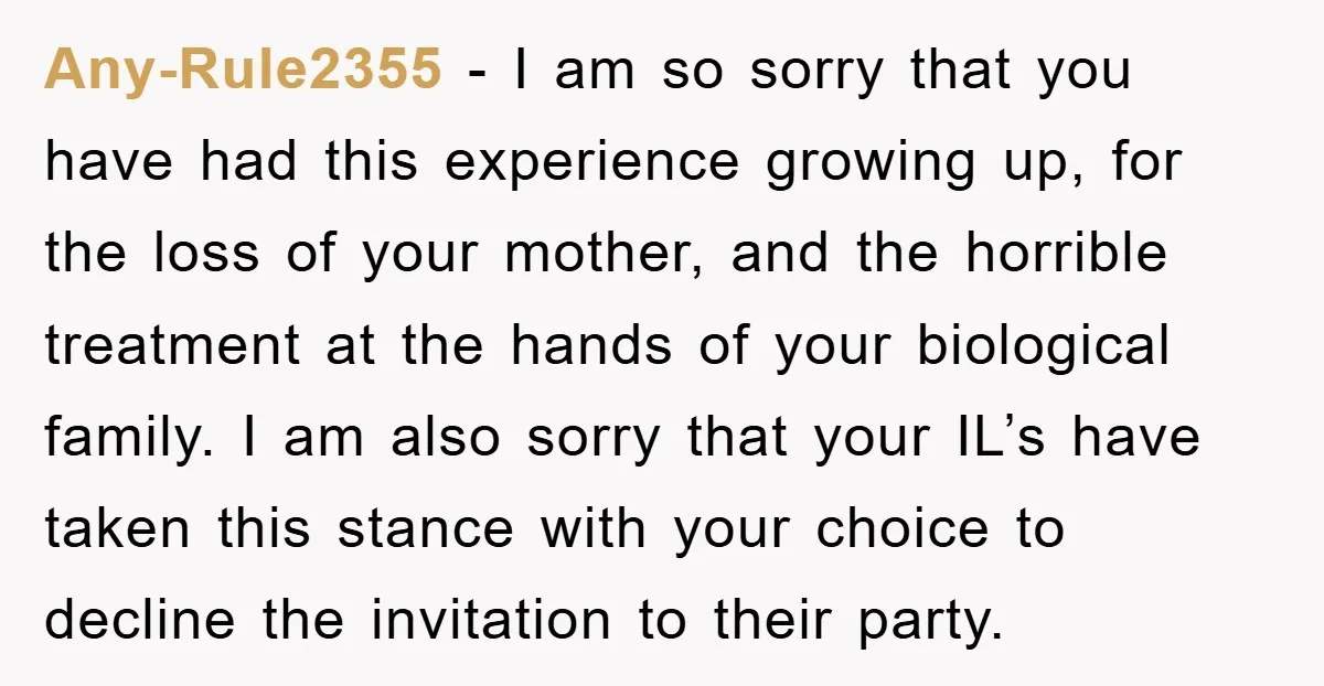 Any-Rule2355 − I am so sorry that you have had this experience growing up, for the loss of your mother, and the horrible treatment at the hands of your biological...
