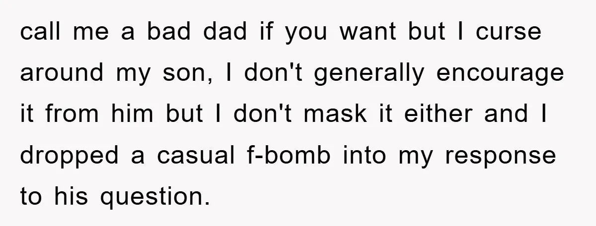 call me a bad dad if you want but I curse around my son, I don't generally encourage it from him but I don't mask it either and I dropped...