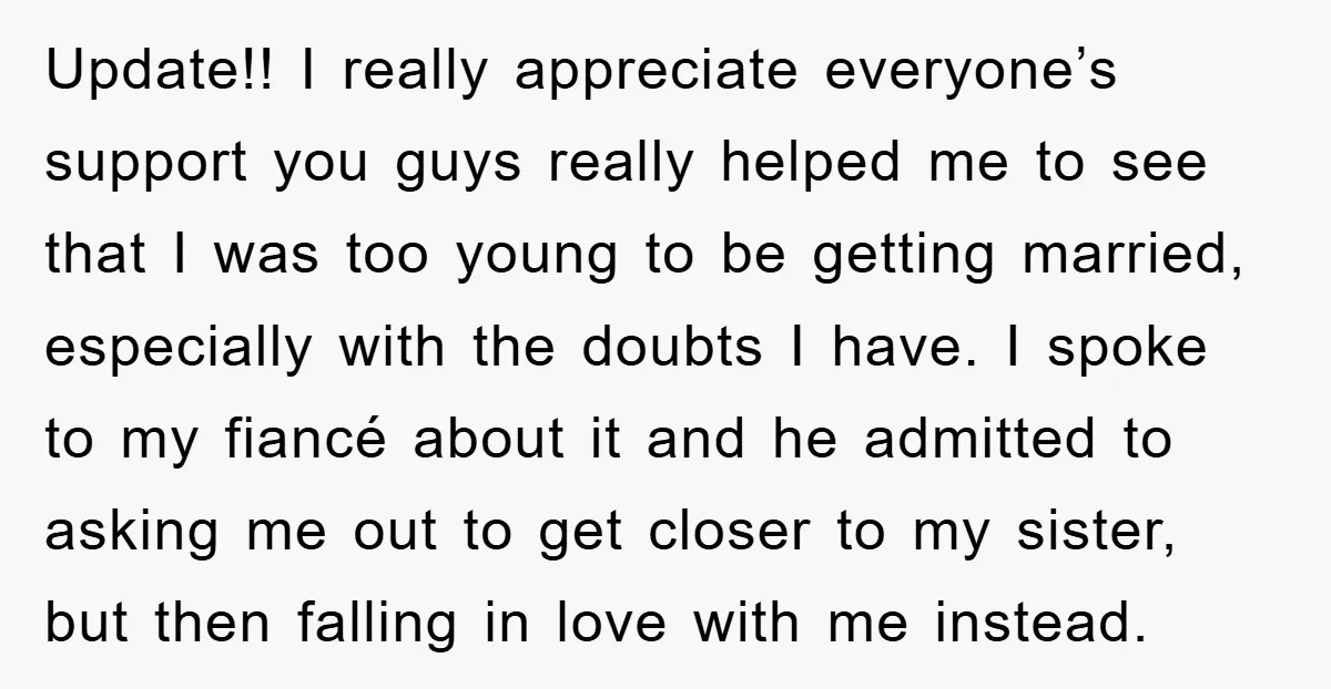 Update!! I really appreciate everyone’s support you guys really helped me to see that I was too young to be getting married, especially with the doubts I have. I spoke...