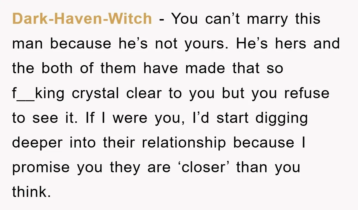 Dark-Haven-Witch − You can’t marry this man because he’s not yours. He’s hers and the both of them have made that so f__king crystal clear to you but you refuse...