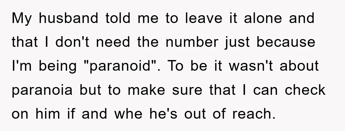 My husband told me to leave it alone and that I don't need the number just because I'm being "paranoid". To be it wasn't about paranoia but to make sure...