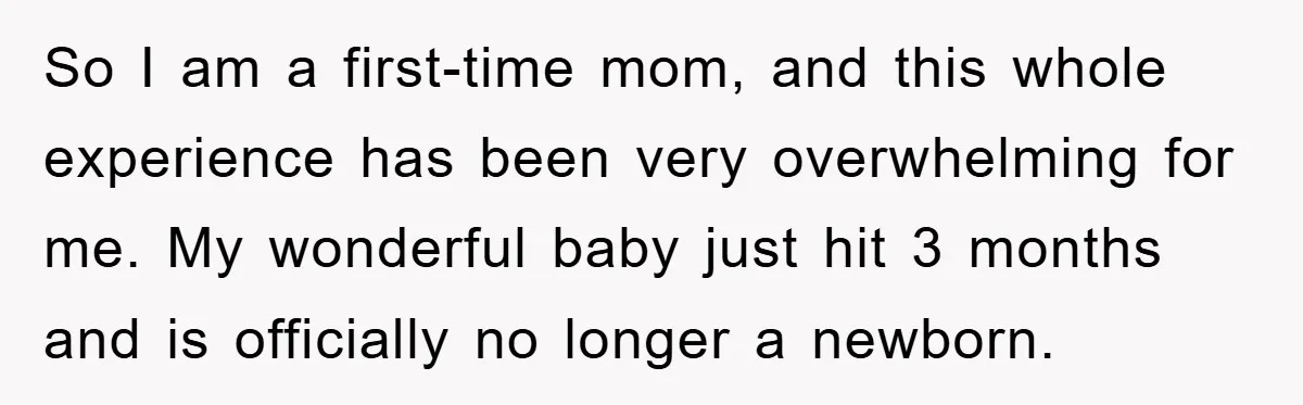 So I am a first-time mom, and this whole experience has been very overwhelming for me. My wonderful baby just hit 3 months and is officially no longer a newborn.