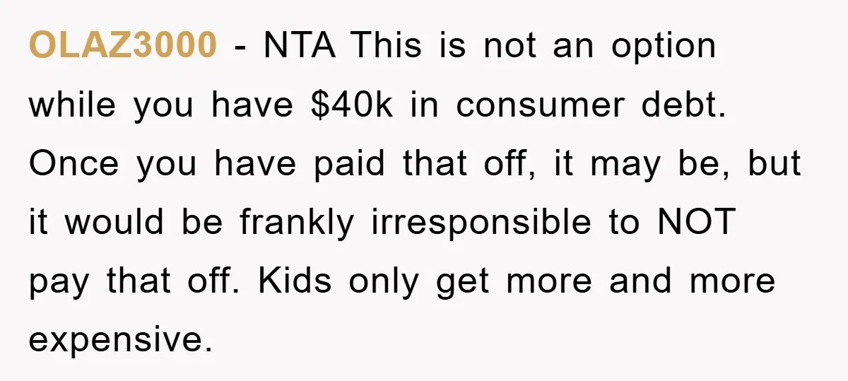 OLAZ3000 − NTA This is not an option while you have $40k in consumer debt. Once you have paid that off, it may be, but it would be frankly irresponsible...
