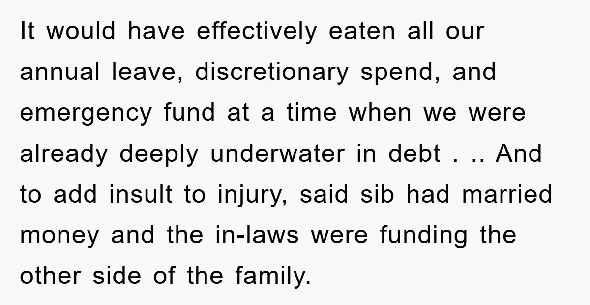 It would have effectively eaten all our annual leave, discretionary spend, and emergency fund at a time when we were already deeply underwater in debt . .. And to add...