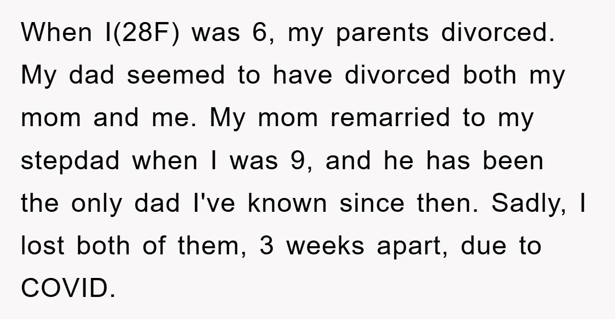 When I(28F) was 6, my parents divorced. My dad seemed to have divorced both my mom and me. My mom remarried to my stepdad when I was 9, and he...