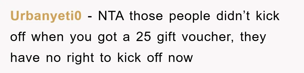 Urbanyeti0 − NTA those people didn’t kick off when you got a 25 gift voucher, they have no right to kick off now