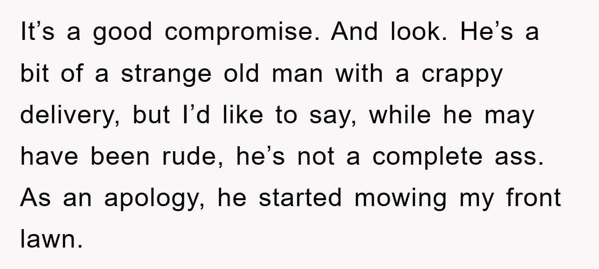 It’s a good compromise. And look. He’s a bit of a strange old man with a crappy delivery, but I’d like to say, while he may have been rude, he’s...