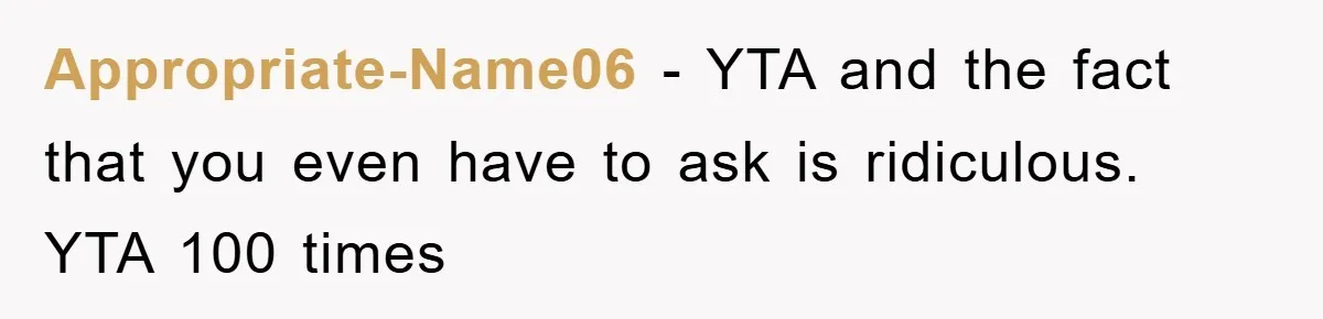 Appropriate-Name06 − YTA and the fact that you even have to ask is ridiculous. YTA 100 times