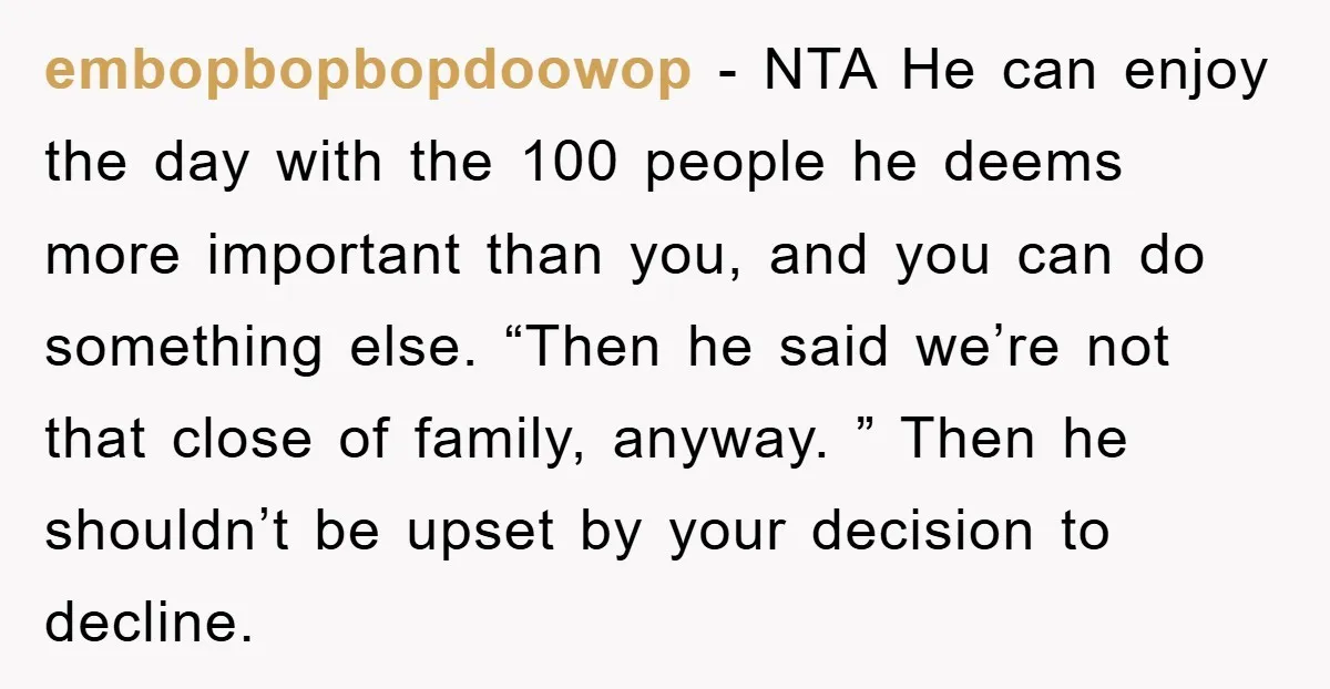 embopbopbopdoowop − NTA He can enjoy the day with the 100 people he deems more important than you, and you can do something else. “Then he said we’re not that...