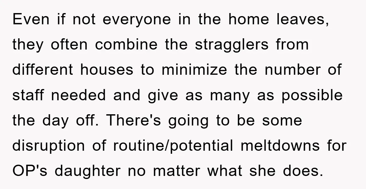 Even if not everyone in the home leaves, they often combine the stragglers from different houses to minimize the number of staff needed and give as many as possible the...
