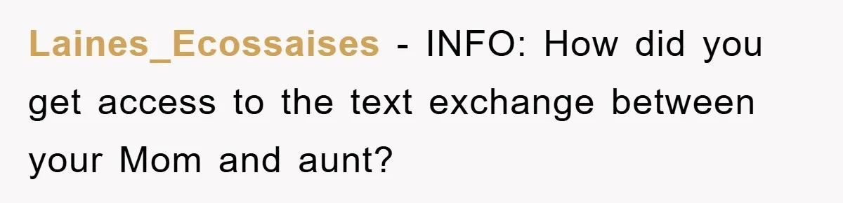 Laines_Ecossaises − INFO: How did you get access to the text exchange between your Mom and aunt?