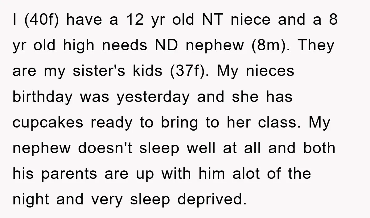 I (40f) have a 12 yr old NT niece and a 8 yr old high needs ND nephew (8m). They are my sister's kids (37f). My nieces birthday was yesterday...