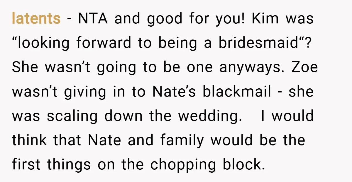 latents − NTA and good for you! Kim was “looking forward to being a bridesmaid“? She wasn’t going to be one anyways. Zoe wasn’t giving in to Nate’s blackmail -...