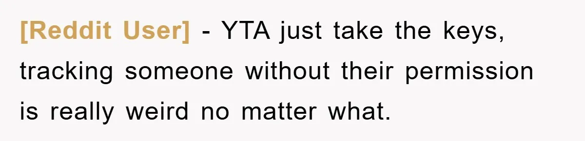 [Reddit User] - YTA just take the keys, tracking someone without their permission is really weird no matter what.