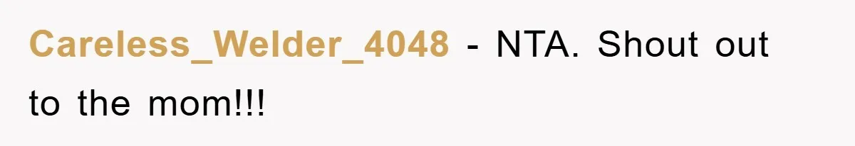 Careless_Welder_4048 - NTA. Shout out to the mom!!!