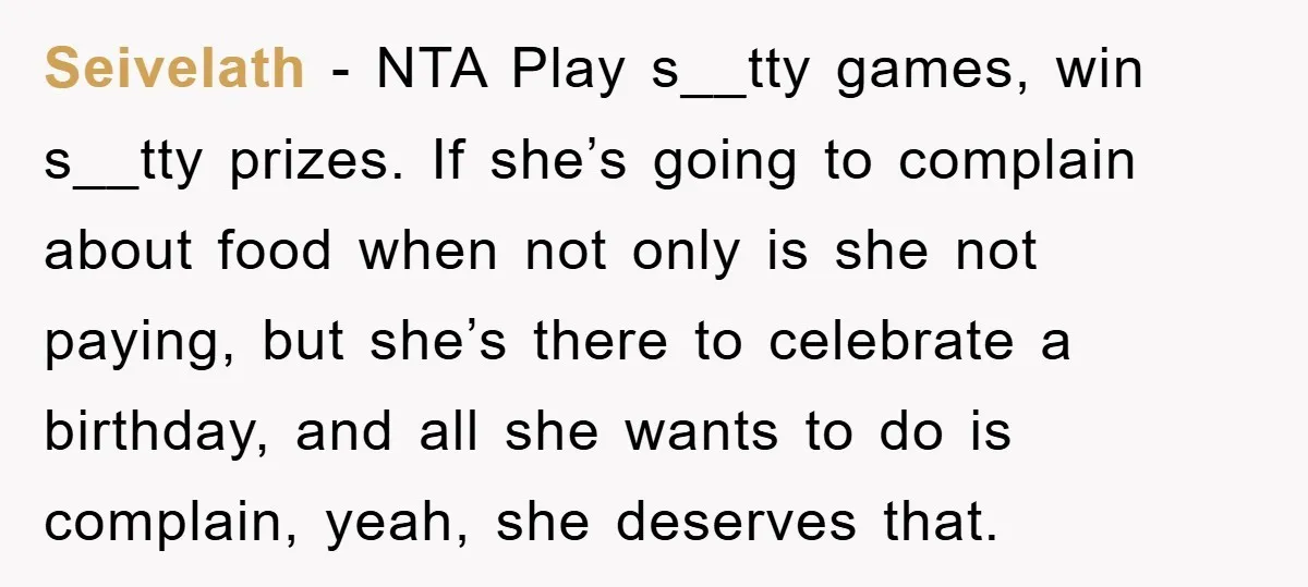 Seivelath − NTA Play s__tty games, win s__tty prizes. If she’s going to complain about food when not only is she not paying, but she’s there to celebrate a birthday,...