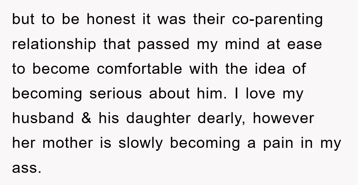 but to be honest it was their co-parenting relationship that passed my mind at ease to become comfortable with the idea of becoming serious about him. I love my husband...