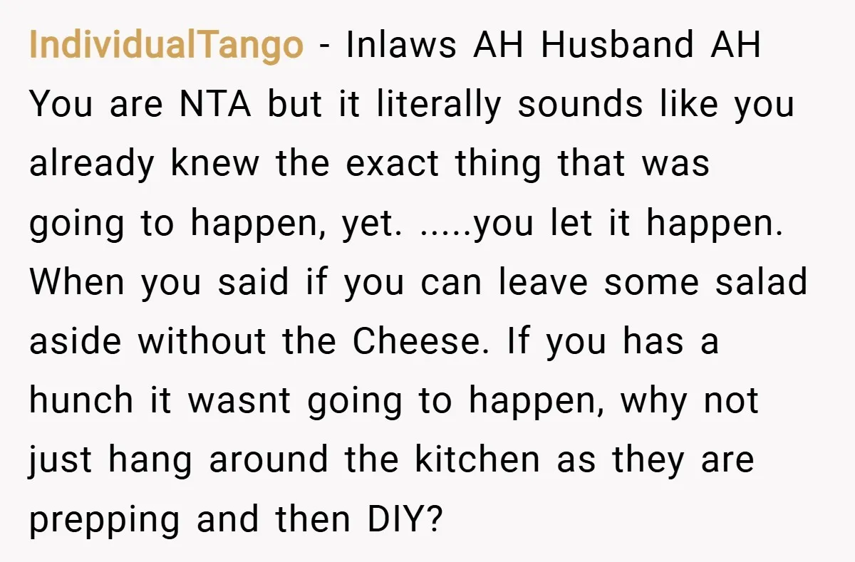 IndividualTango − Inlaws AH Husband AH You are NTA but it literally sounds like you already knew the exact thing that was going to happen, yet. .....you let it happen....