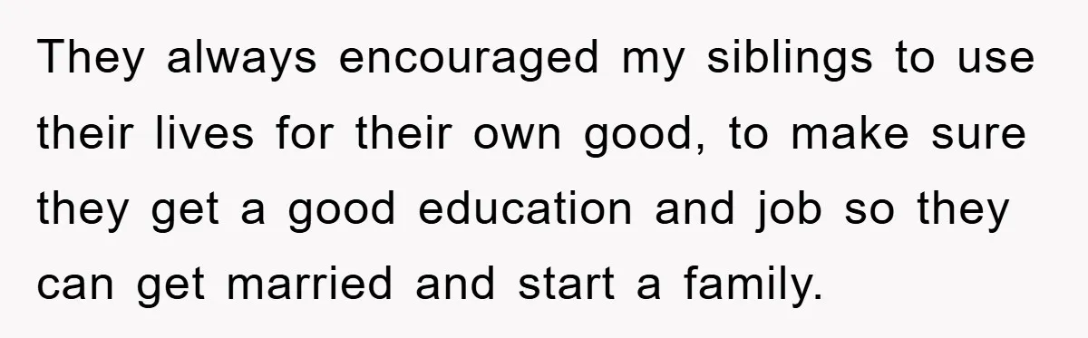 They always encouraged my siblings to use their lives for their own good, to make sure they get a good education and job so they can get married and start...