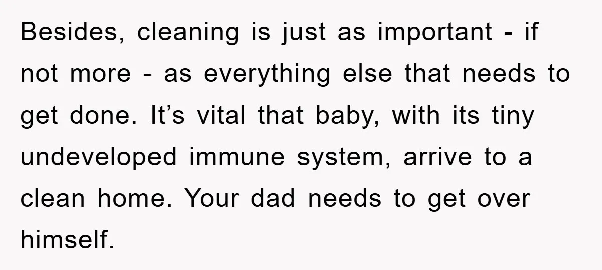 Besides, cleaning is just as important - if not more - as everything else that needs to get done. It’s vital that baby, with its tiny undeveloped immune system, arrive...